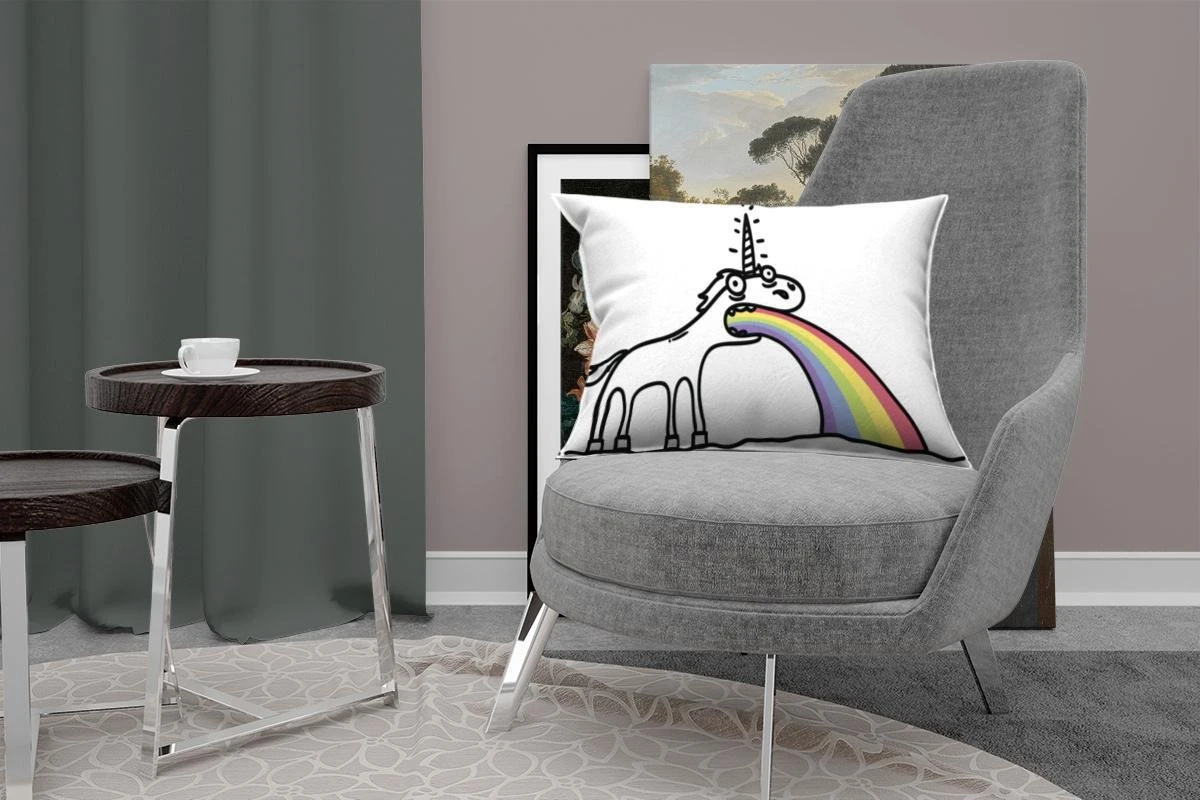 Sierkussens - Kussen - Een Illustratie Van Een Eenhoorn Die Een Regenboog Uitspuwt - 60x40 Cm - Kussen Van Katoen 6 Sierkussens - Kussen - Een Illustratie Van Een Eenhoorn Die Een Regenboog Uitspuwt - 60x40 Cm - Kussen Van Katoen - Afbeelding 4