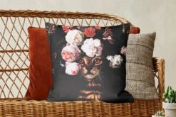 Sierkussens - Kussentjes Woonkamer - 50x50 Cm - Kat - Bloemen - Huisdier -Pillowmonkey 1200x800 2045