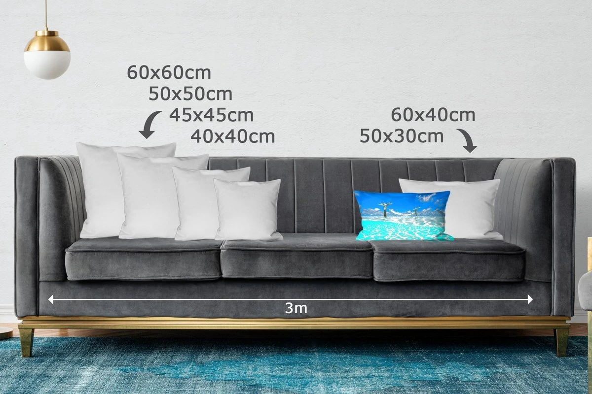 Sierkussens - Kussen - Het Lichtblauwe Water Met Een Hangmat Bij De Indische Oceaan - 50x30 Cm - Kussen Van Katoen 5 Sierkussens - Kussen - Het Lichtblauwe Water Met Een Hangmat Bij De Indische Oceaan - 50x30 Cm - Kussen Van Katoen - Afbeelding 3