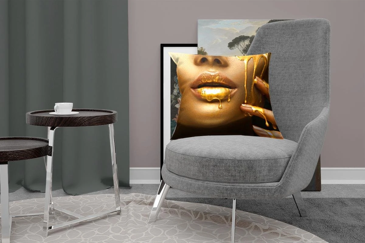 Sierkussen - Kussens Vrouw Verf - Goud - 50 Cm X 50 Cm 6 Sierkussen - Kussens Vrouw Verf - Goud - 50 Cm X 50 Cm - Afbeelding 4