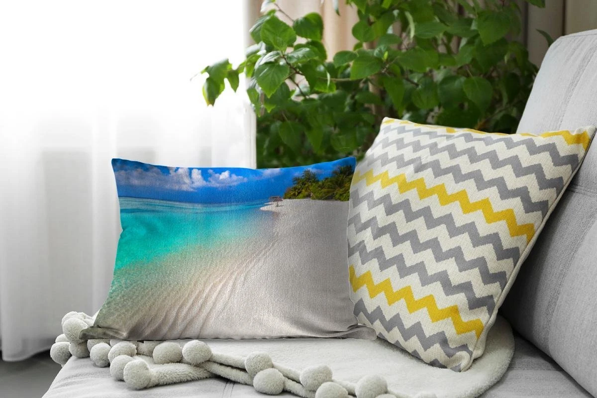 Sierkussens - Kussen - Uitzicht Vanaf Het Tropische Strand Op Het Azuurblauwe Water - 50x30 Cm - Kussen Van Katoen 6 Sierkussens - Kussen - Uitzicht Vanaf Het Tropische Strand Op Het Azuurblauwe Water - 50x30 Cm - Kussen Van Katoen - Afbeelding 4