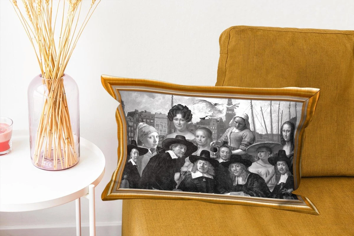 Sierkussens - Kussentjes Woonkamer - 50x30 Cm - Oude Meesters - Kunst - Lijst - Goud 8 Sierkussens - Kussentjes Woonkamer - 50x30 Cm - Oude Meesters - Kunst - Lijst - Goud - Afbeelding 6