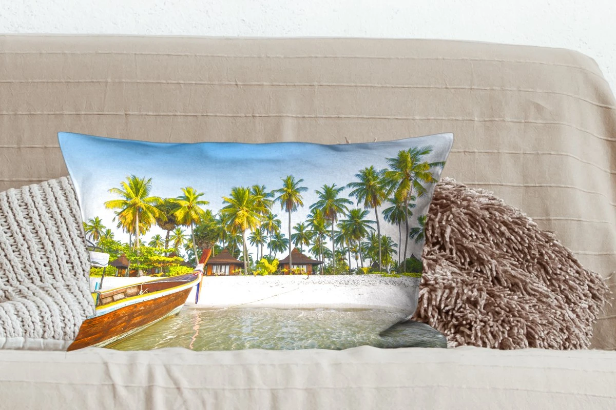 Sierkussens - Kussen - Een Boot Bij Een Tropisch Strand In Het Aziatische Thailand - 60x40 Cm - Kussen Van Katoen 4 Sierkussens - Kussen - Een Boot Bij Een Tropisch Strand In Het Aziatische Thailand - 60x40 Cm - Kussen Van Katoen - Afbeelding 2