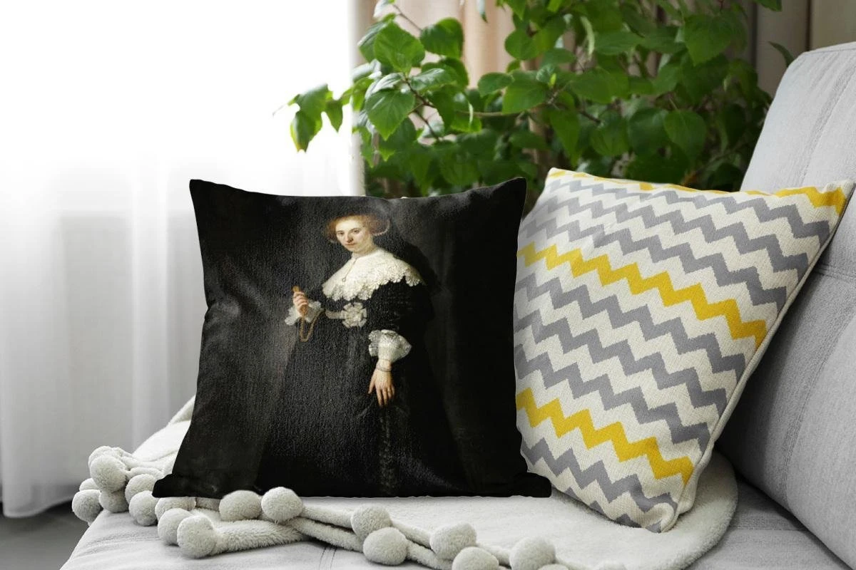 Sierkussens - Kussen - Het Huwelijksportret Van Oopjen - Coppit - Schilderij Van Rembrandt Van Rijn - 45x45 Cm - Kussen Van Katoen 5 Sierkussens - Kussen - Het Huwelijksportret Van Oopjen - Coppit - Schilderij Van Rembrandt Van Rijn - 45x45 Cm - Kussen Van Katoen - Afbeelding 3