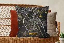 Sierkussen - Plattegrond Delft - Goud - 60 Cm X 60 Cm -Pillowmonkey 1200x800 2114