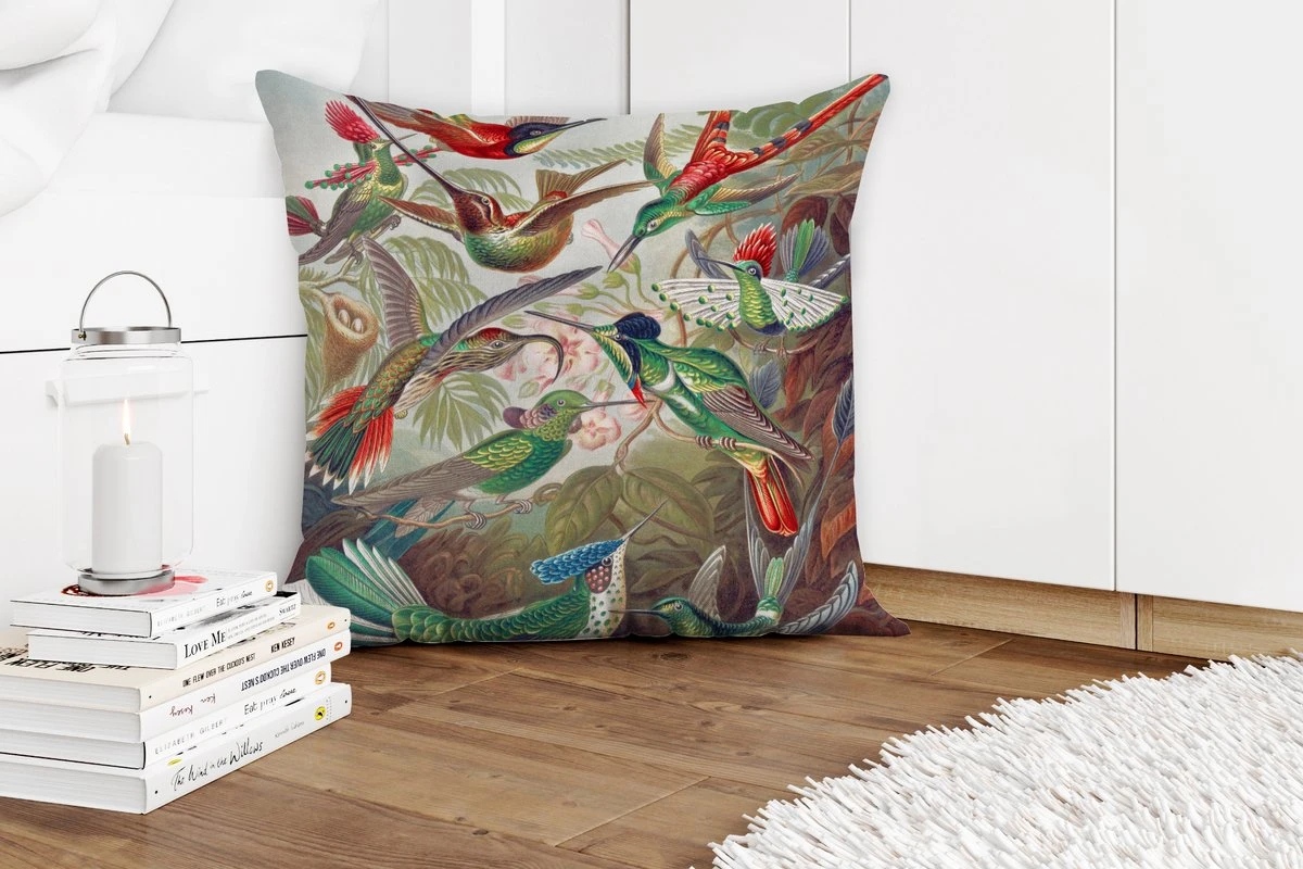 Sierkussens - Kussentjes Woonkamer - 60x60 Cm - Kolibrie - Vintage - Ernst Haeckel - Vogel - Kunst - Natuur 4 Sierkussens - Kussentjes Woonkamer - 60x60 Cm - Kolibrie - Vintage - Ernst Haeckel - Vogel - Kunst - Natuur - Afbeelding 2