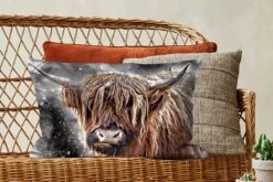 Sierkussens - Kussentjes Woonkamer - 60x40 Cm - Schotse Hooglander - Verf - Koe -Pillowmonkey 1200x800 2125