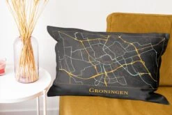 Sierkussens - Kussentjes Woonkamer - 60x40 Cm - Kaart - Groningen - Luxe - Goud - Zwart -Pillowmonkey 1200x800 2155
