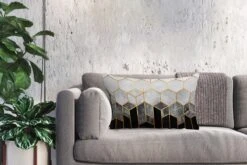 Sierkussens - Kussentjes Woonkamer - 60x40 Cm - Goud - Hexagon - Chic - Patronen - Luxe -Pillowmonkey 1200x800 2169