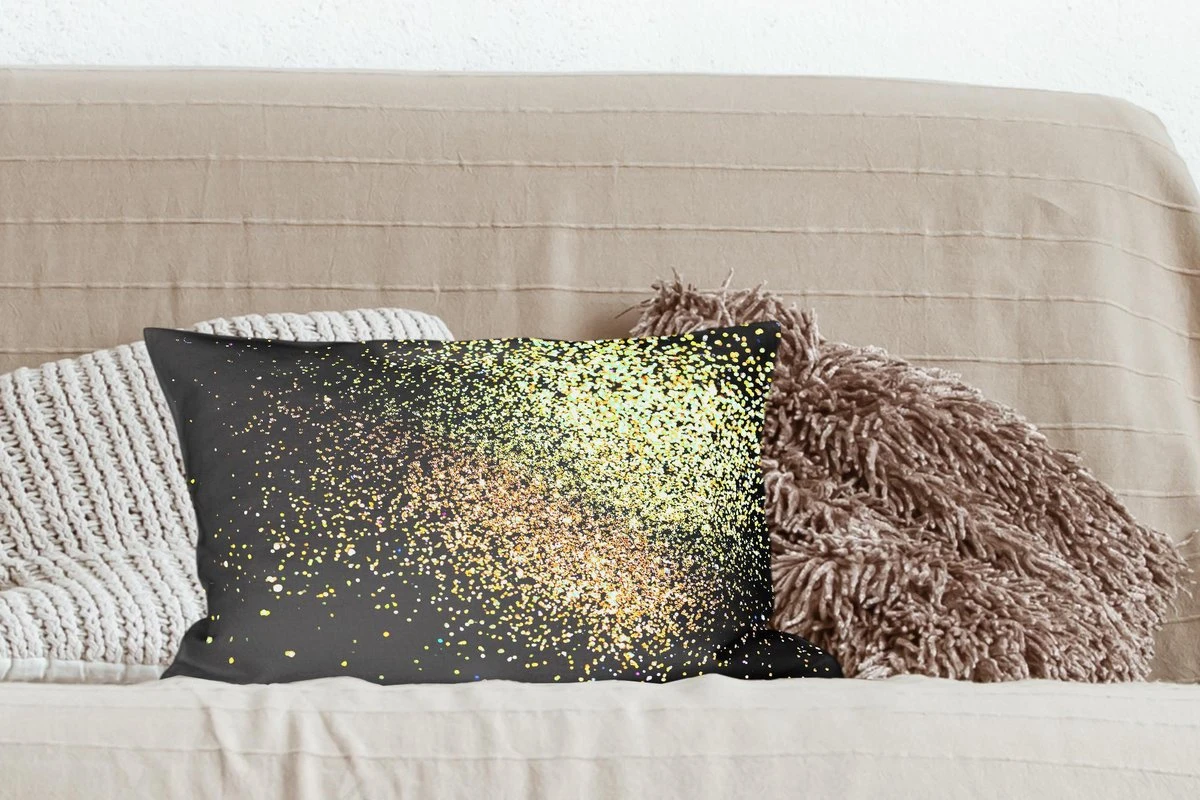 Sierkussens - Kussen - Gouden Glitters Op Een Zwarte Achtergrond - 50x30 Cm - Kussen Van Katoen 7 Sierkussens - Kussen - Gouden Glitters Op Een Zwarte Achtergrond - 50x30 Cm - Kussen Van Katoen - Afbeelding 5