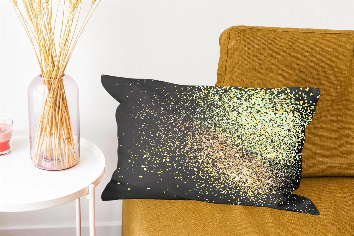 Sierkussens - Kussen - Gouden Glitters Op Een Zwarte Achtergrond - 50x30 Cm - Kussen Van Katoen 10 Sierkussens - Kussen - Gouden Glitters Op Een Zwarte Achtergrond - 50x30 Cm - Kussen Van Katoen - Afbeelding 8