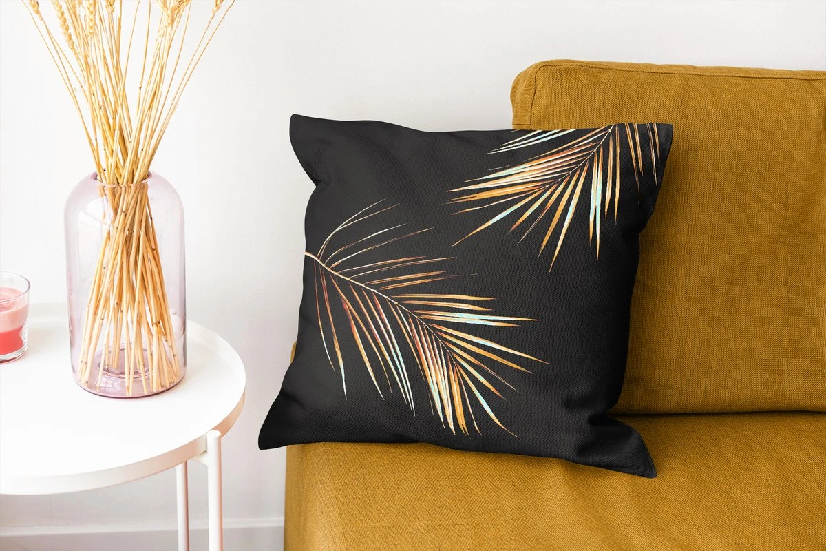 Sierkussens - Kussen - Twee Gouden Bladeren Op Een Zwarte Achtergrond - 40x40 Cm - Kussen Van Katoen 8 Sierkussens - Kussen - Twee Gouden Bladeren Op Een Zwarte Achtergrond - 40x40 Cm - Kussen Van Katoen - Afbeelding 6
