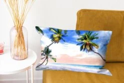 Sierkussens - Kussen - Palmbomen Zorgen Voor Schaduw Bij Een Tropisch Strand - 50x30 Cm - Kussen Van Katoen -Pillowmonkey 1200x800 2202