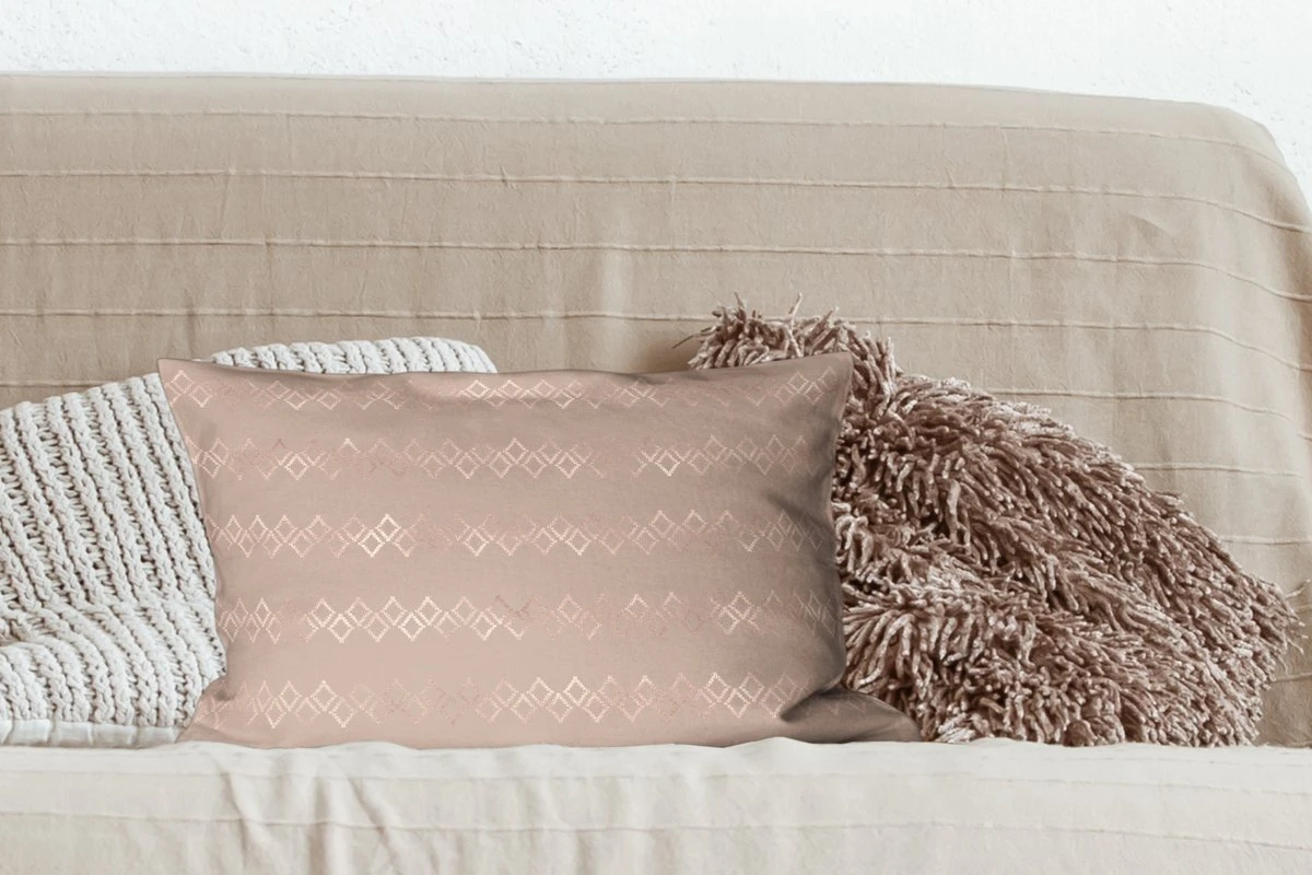 Sierkussens - Kussen - Luxe Patroon Van Roségouden Ruiten Tegen Een Roze Achtergrond - 50x30 Cm - Kussen Van Katoen 11 Sierkussens - Kussen - Luxe Patroon Van Roségouden Ruiten Tegen Een Roze Achtergrond - 50x30 Cm - Kussen Van Katoen - Afbeelding 9