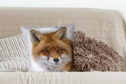 Sierkussen - Vos Portret Sneeuw - Bruin - 45 Cm X 45 Cm -Pillowmonkey 1200x800 2232