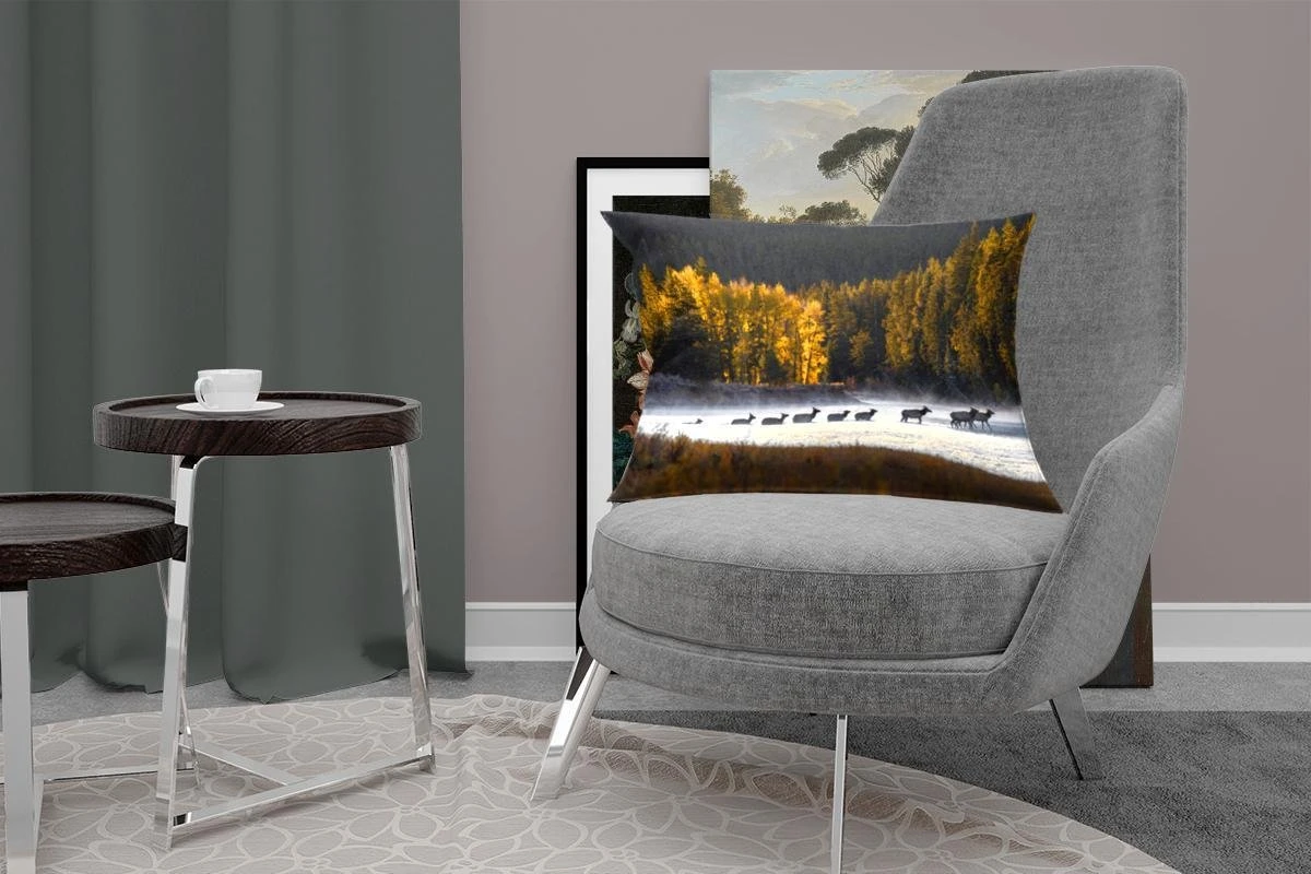 Sierkussens - Kussen - Herten Die De Rivier Oversteken - 60x40 Cm - Kussen Van Katoen 6 Sierkussens - Kussen - Herten Die De Rivier Oversteken - 60x40 Cm - Kussen Van Katoen - Afbeelding 4