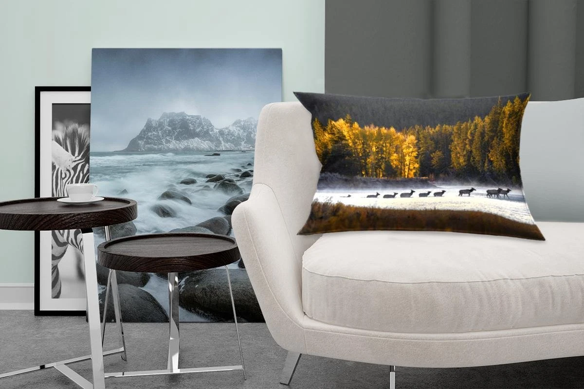 Sierkussens - Kussen - Herten Die De Rivier Oversteken - 60x40 Cm - Kussen Van Katoen 7 Sierkussens - Kussen - Herten Die De Rivier Oversteken - 60x40 Cm - Kussen Van Katoen - Afbeelding 5