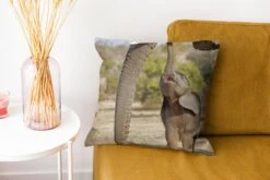 Kussenhoes 40x40 Cm - Baby Olifant Communiceert Met Moeder - Katoen / Polyester - Voor Binnen -Pillowmonkey 1200x800 225
