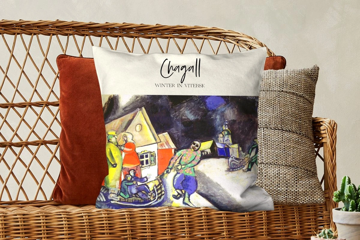 Sierkussens - Kussentjes Woonkamer - 50x50 Cm - Chagall - Winter In Vitebsk - Schilderij 6 Sierkussens - Kussentjes Woonkamer - 50x50 Cm - Chagall - Winter In Vitebsk - Schilderij - Afbeelding 4