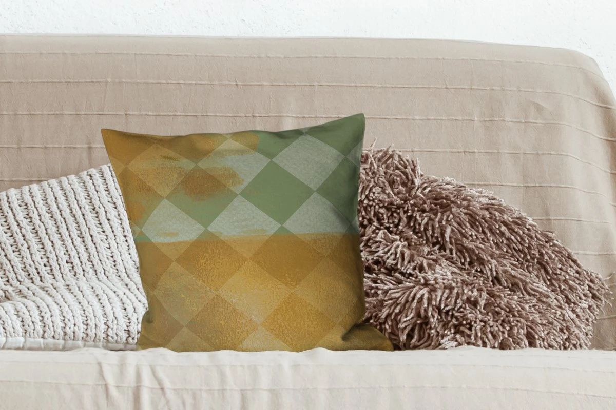 Sierkussens - Kussentjes Woonkamer - 45x45 Cm - Wit - Groen - Vierkant 4 Sierkussens - Kussentjes Woonkamer - 45x45 Cm - Wit - Groen - Vierkant - Afbeelding 2