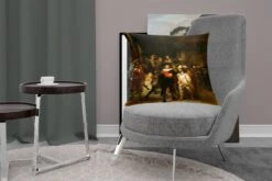 Sierkussens - Kussentjes Woonkamer - 60x60 Cm - De Nachtwacht - Schilderij Van Rembrandt Van Rijn -Pillowmonkey 1200x800 2313