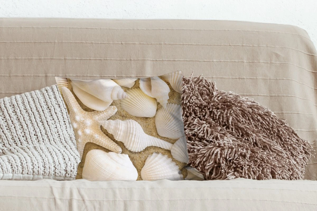 Sierkussens - Kussen - Witte Zeeschelpen Op Het Strand - 40x40 Cm - Kussen Van Katoen 7 Sierkussens - Kussen - Witte Zeeschelpen Op Het Strand - 40x40 Cm - Kussen Van Katoen - Afbeelding 5