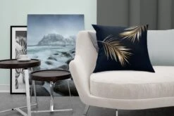 Sierkussens - Kussen - Twee Gouden Bladeren Op Een Zwarte Achtergrond - 45x45 Cm - Kussen Van Katoen -Pillowmonkey 1200x800 2358