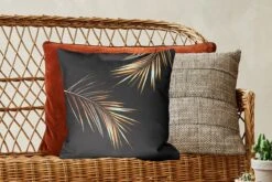 Sierkussens - Kussen - Twee Gouden Bladeren Op Een Zwarte Achtergrond - 45x45 Cm - Kussen Van Katoen -Pillowmonkey 1200x800 2361