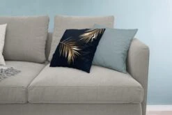 Sierkussens - Kussen - Twee Gouden Bladeren Op Een Zwarte Achtergrond - 45x45 Cm - Kussen Van Katoen -Pillowmonkey 1200x800 2362