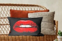 Sierkussens - Kussentjes Woonkamer - 50x30 Cm - Lippen - Geld - Rood -Pillowmonkey 1200x800 2396
