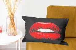 Sierkussens - Kussentjes Woonkamer - 50x30 Cm - Lippen - Geld - Rood -Pillowmonkey 1200x800 2397