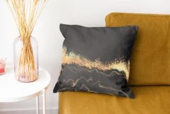 Kussenhoes 40x40 Cm - Marmer - Textuur - Goud - Illustratie - Katoen / Polyester - Voor Binnen -Pillowmonkey 1200x800 240