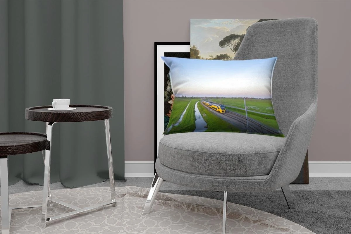 Sierkussens - Kussen - Een Trein Rijdt Door Een Landschap - 60x40 Cm - Kussen Van Katoen 6 Sierkussens - Kussen - Een Trein Rijdt Door Een Landschap - 60x40 Cm - Kussen Van Katoen - Afbeelding 4