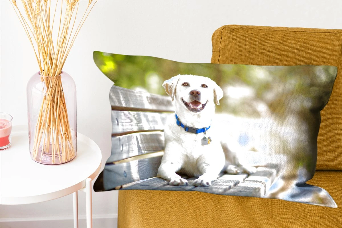 Sierkussen Honden Voor Binnen - Labrador Retriever Op Een Bankje - 60x40 Cm - Rechthoekig Binnenkussen Van Katoen 10 Sierkussen Honden Voor Binnen - Labrador Retriever Op Een Bankje - 60x40 Cm - Rechthoekig Binnenkussen Van Katoen - Afbeelding 8