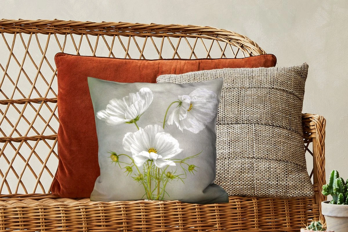 Sierkussens - Kussentjes Woonkamer - 40x40 Cm - Bloemen - Stilleven - Klaproos - Wit - Botanisch 7 Sierkussens - Kussentjes Woonkamer - 40x40 Cm - Bloemen - Stilleven - Klaproos - Wit - Botanisch - Afbeelding 5