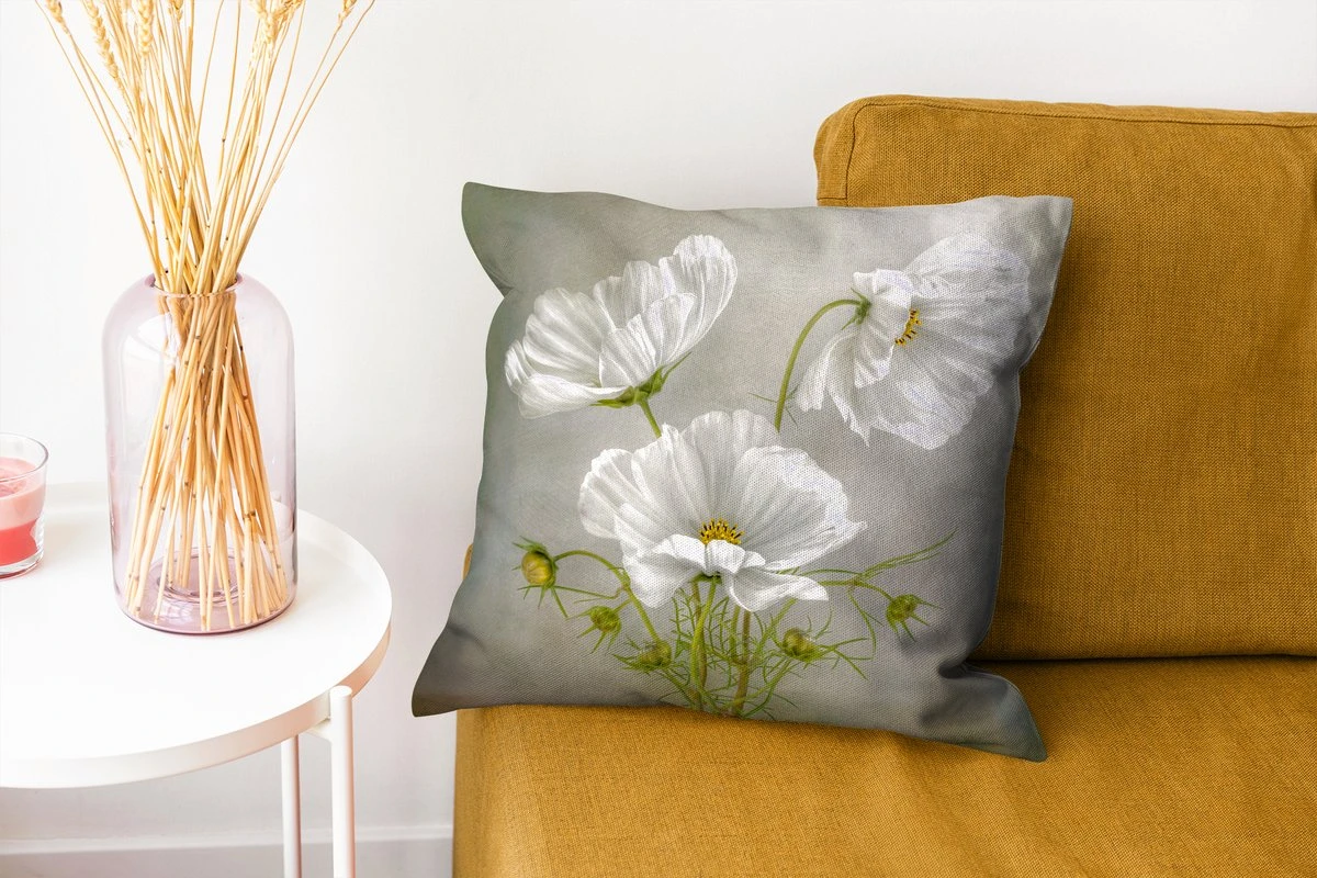 Sierkussens - Kussentjes Woonkamer - 40x40 Cm - Bloemen - Stilleven - Klaproos - Wit - Botanisch 8 Sierkussens - Kussentjes Woonkamer - 40x40 Cm - Bloemen - Stilleven - Klaproos - Wit - Botanisch - Afbeelding 6