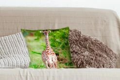 Sierkussen - Baby Giraffe Planten - Multicolor - 40 Cm X 40 Cm -Pillowmonkey 1200x800 2491