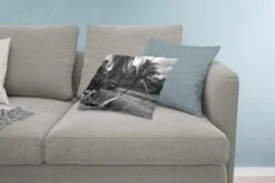 Sierkussens - Kussen - Palmbomen Op Het Strand Van Mo'orea In Zwart Wit - 60x40 Cm - Kussen Van Katoen -Pillowmonkey 1200x800 2521