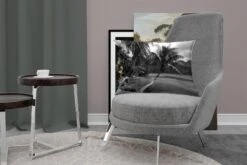 Sierkussens - Kussen - Palmbomen Op Het Strand Van Mo'orea In Zwart Wit - 60x40 Cm - Kussen Van Katoen -Pillowmonkey 1200x800 2523