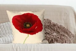 Kussenhoes 60x60 Cm - Close-up Van Een Rode Klaproos - Katoen / Polyester - Voor Binnen -Pillowmonkey 1200x800 253