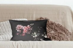 Sierkussens - Kussentjes Woonkamer - 50x30 Cm - Bloemen - Vintage - Pastel - Zwart - Boeket -Pillowmonkey 1200x800 2580