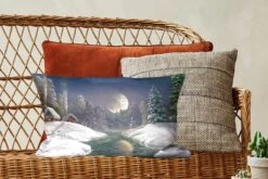 Sierkussen - Winter Maan Huis - Multicolor - 30 Cm X 50 Cm -Pillowmonkey 1200x800 2585