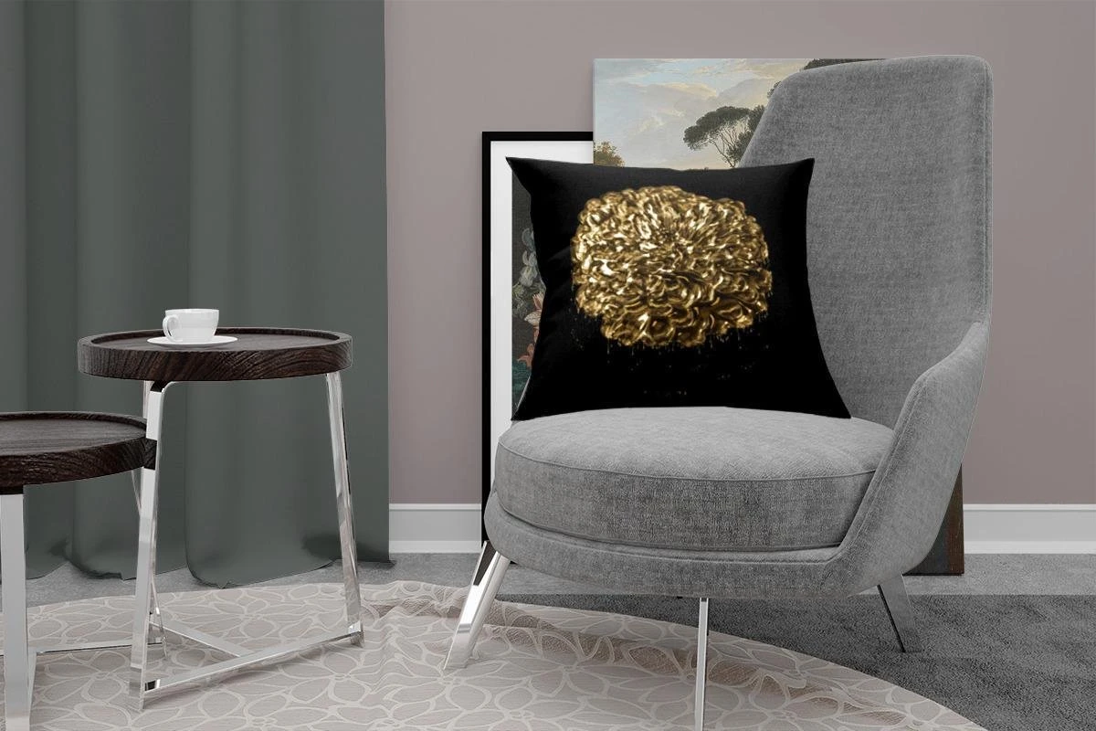 Sierkussens - Kussentjes Woonkamer - 50x50 Cm - Bloemen - Bladeren - Goud 6 Sierkussens - Kussentjes Woonkamer - 50x50 Cm - Bloemen - Bladeren - Goud - Afbeelding 4