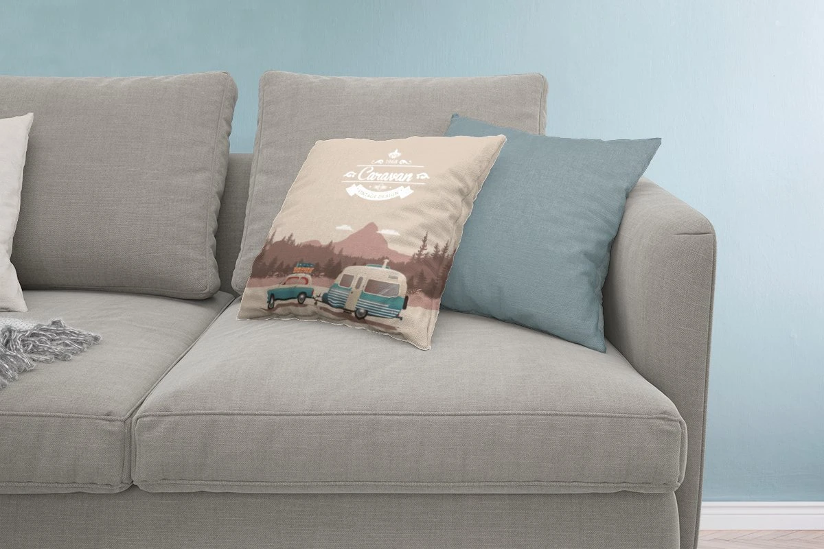 Sierkussens - Kussen - Illustratie Van Een Vintage Caravan In De Bergen - 45x45 Cm - Kussen Van Katoen 13 Sierkussens - Kussen - Illustratie Van Een Vintage Caravan In De Bergen - 45x45 Cm - Kussen Van Katoen - Afbeelding 11