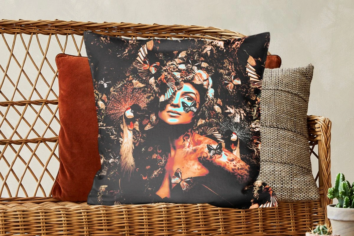 Sierkussens - Kussentjes Woonkamer - 60x60 Cm - Luxe - Vrouw - Dieren - Vlinders - Vogels 6 Sierkussens - Kussentjes Woonkamer - 60x60 Cm - Luxe - Vrouw - Dieren - Vlinders - Vogels - Afbeelding 5