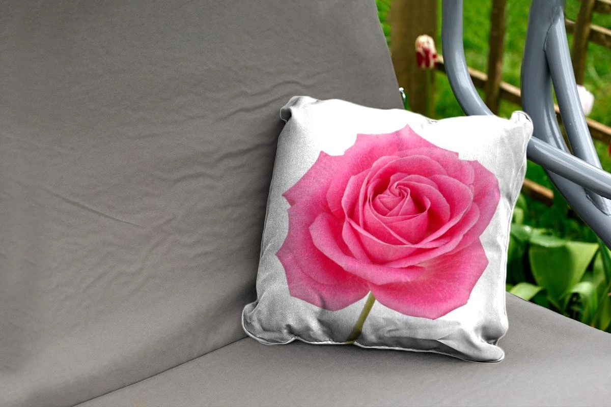 Sierkussen Roze Roos Voor Buiten - Close-up Van Enkele Roze Roos Op Witte Achtergrond - 40x40 Cm - Vierkant Weerbestendig Tuinkussen / Tuinmeubelkussen Van Polyester 4 Sierkussen Roze Roos Voor Buiten - Close-up Van Enkele Roze Roos Op Witte Achtergrond - 40x40 Cm - Vierkant Weerbestendig Tuinkussen / Tuinmeubelkussen Van Polyester - Afbeelding 2
