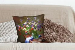 Kussenhoes 45x45 Cm - Bloemen - Thee - Stilleven - Katoen / Polyester - Voor Binnen -Pillowmonkey 1200x800 280