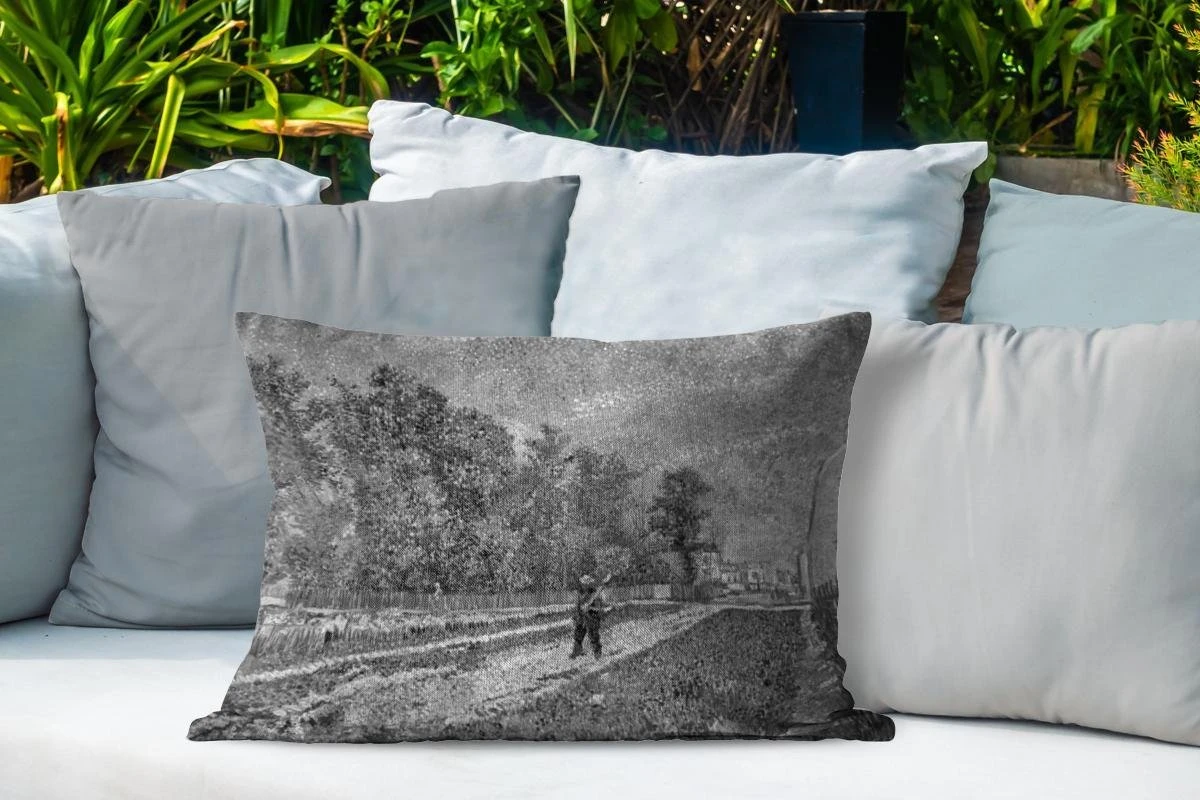 Buitenkussens - Tuin - Outskirts Of Paris; Road With Peasant Shouldering A Spade Zwart-wit - Schilderij Vincent Van Gogh - 60x40 Cm 6 Buitenkussens - Tuin - Outskirts Of Paris; Road With Peasant Shouldering A Spade Zwart-wit - Schilderij Vincent Van Gogh - 60x40 Cm - Afbeelding 4