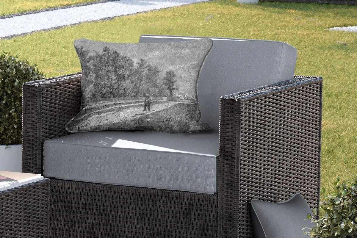 Buitenkussens - Tuin - Outskirts Of Paris; Road With Peasant Shouldering A Spade Zwart-wit - Schilderij Vincent Van Gogh - 60x40 Cm 7 Buitenkussens - Tuin - Outskirts Of Paris; Road With Peasant Shouldering A Spade Zwart-wit - Schilderij Vincent Van Gogh - 60x40 Cm - Afbeelding 5