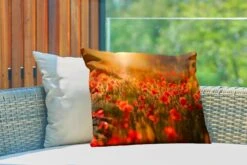 Buitenkussens - Tuin - Oranje Gloed Over De Klaprozen In Het Veld - 60x40 Cm -Pillowmonkey 1200x800 2832